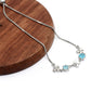 Pulseira de Prata com Apatita Azul do Madagáscar e Topázio Branco  Contraste: Cabeca de Veado (800)