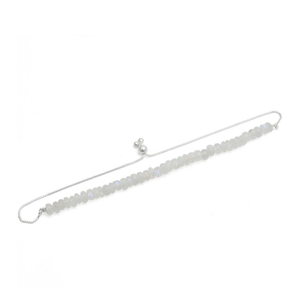 Pulseira de Prata com Pedra da Lua Arco-íris