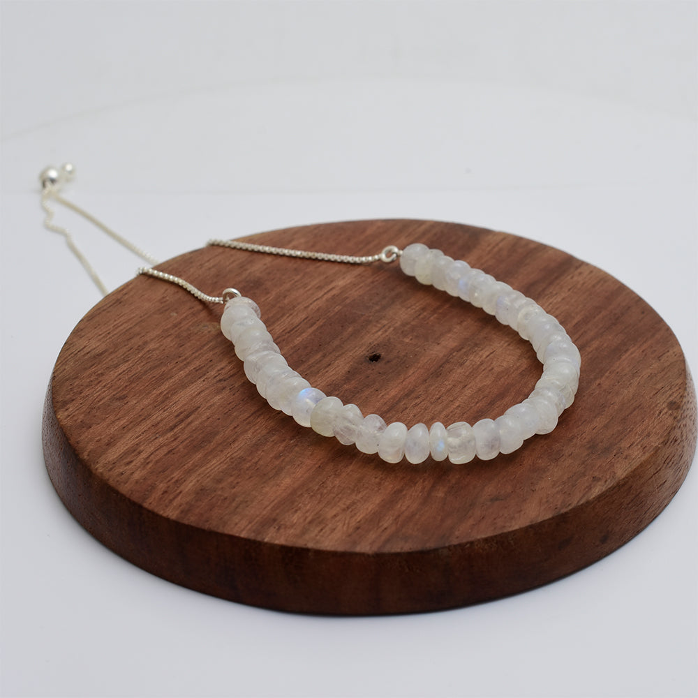 Pulseira de Prata com Pedra da Lua Arco-íris 3 