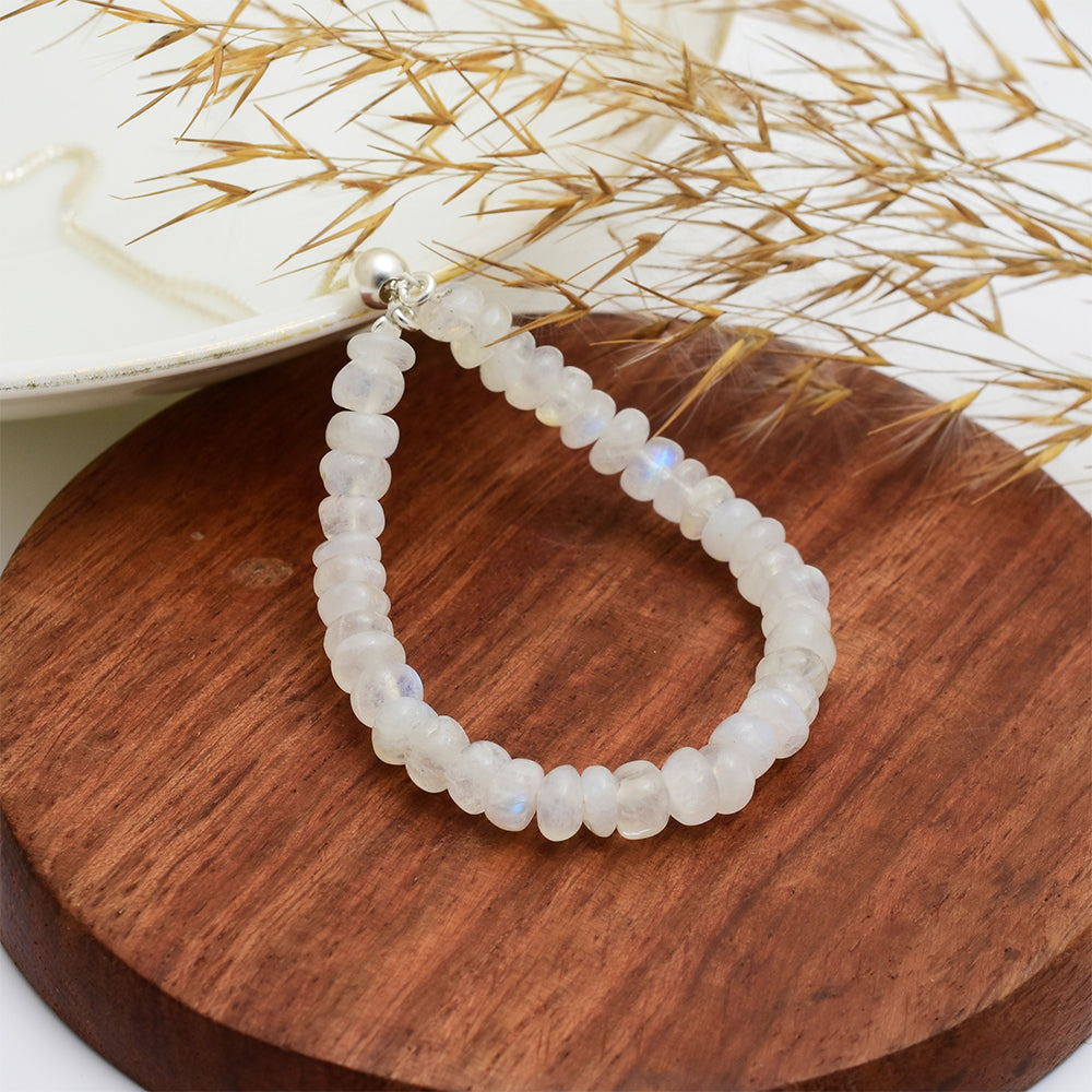 Pulseira de Prata com Pedra da Lua Arco-íris 1 