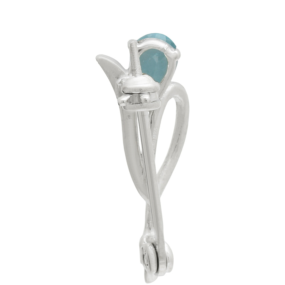 Alfinete de Prata com Apatita Azul do Madagáscar 4 