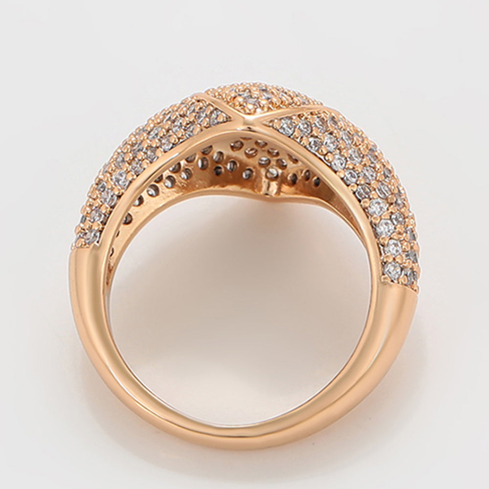 Anel de Liga de Ouro com Cristal Emporia® Branco