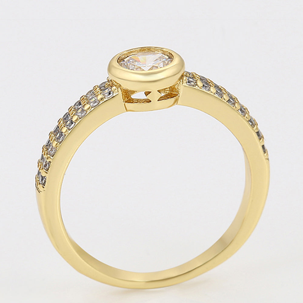 Anel de Liga de Ouro com Cristal Emporia® Branco