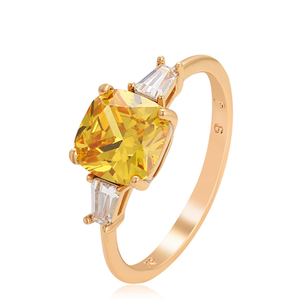 Anel de Liga de Ouro com Cristal Emporia® Amarelo e Cristal Emporia® Branco