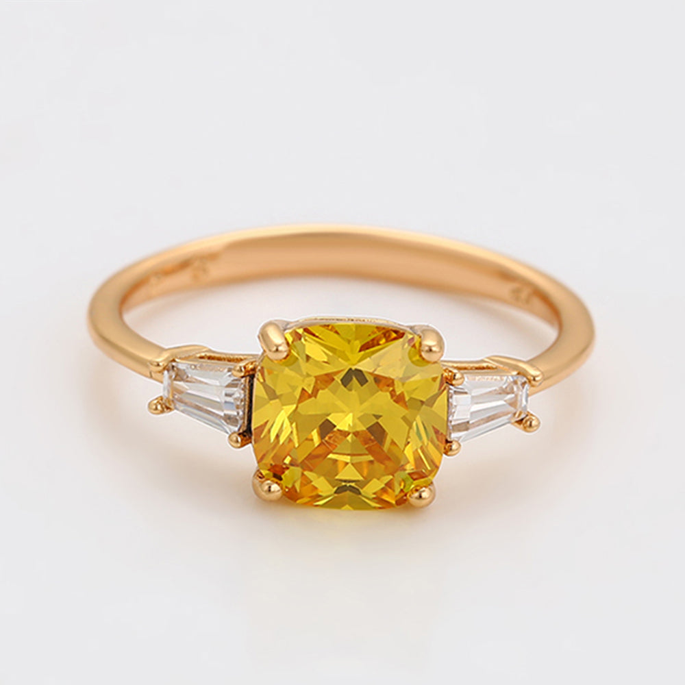 Anel de Liga de Ouro com Cristal Emporia® Amarelo e Cristal Emporia® Branco 7 