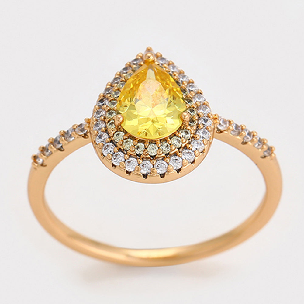 Anel de Liga de Ouro com Cristal Emporia® Amarelo e Cristal Emporia® Branco 3 