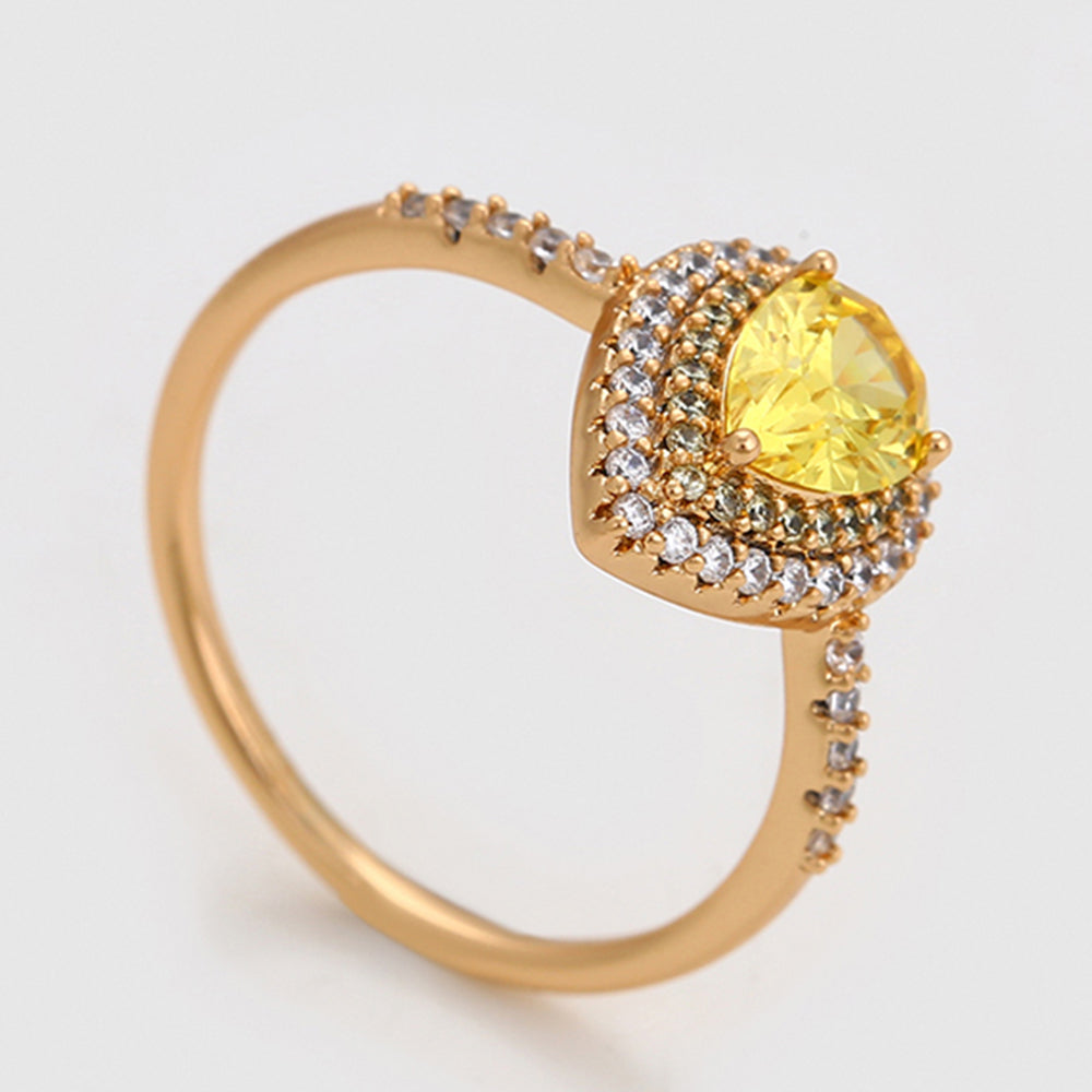 Anel de Liga de Ouro com Cristal Emporia® Amarelo e Cristal Emporia® Branco 4 