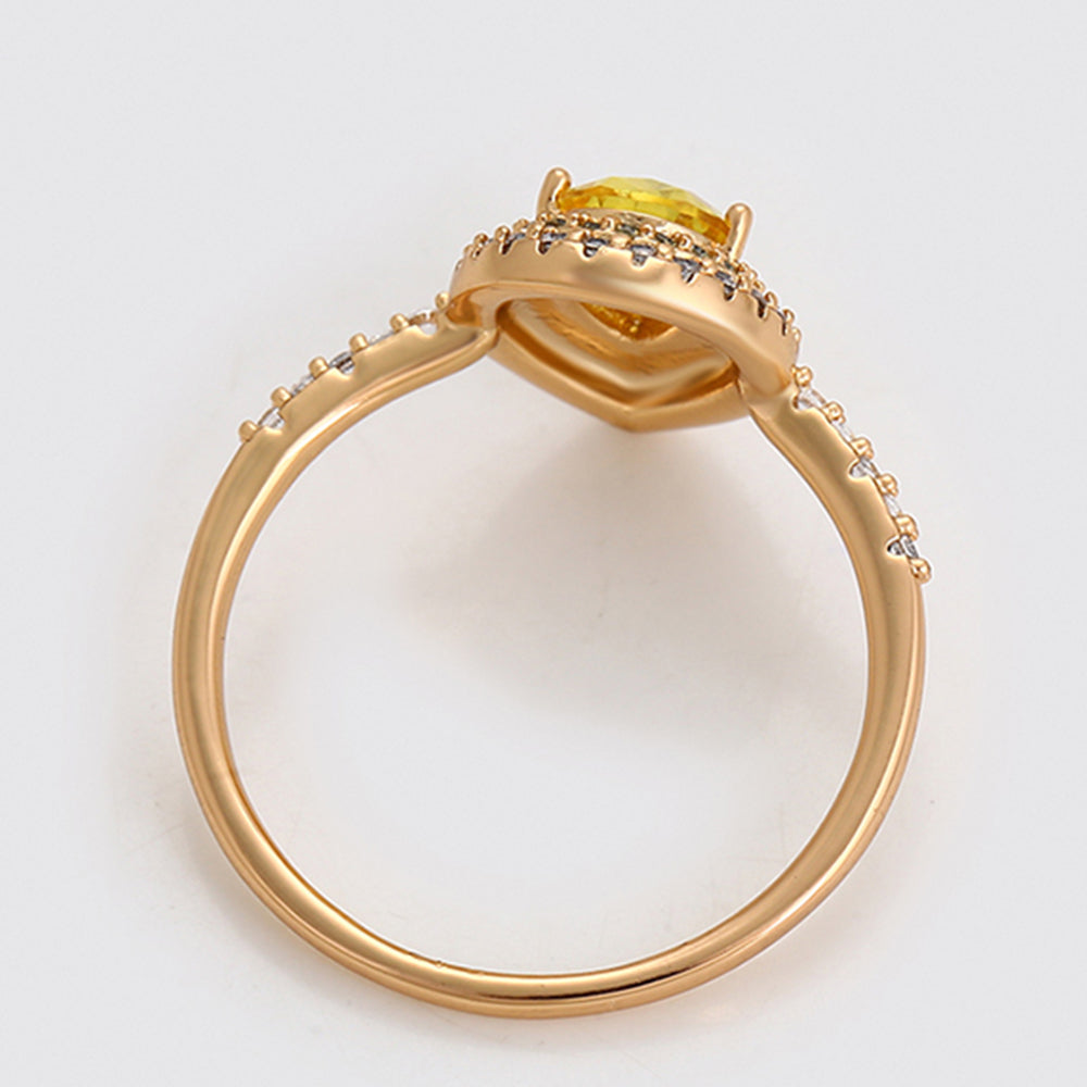 Anel de Liga de Ouro com Cristal Emporia® Amarelo e Cristal Emporia® Branco