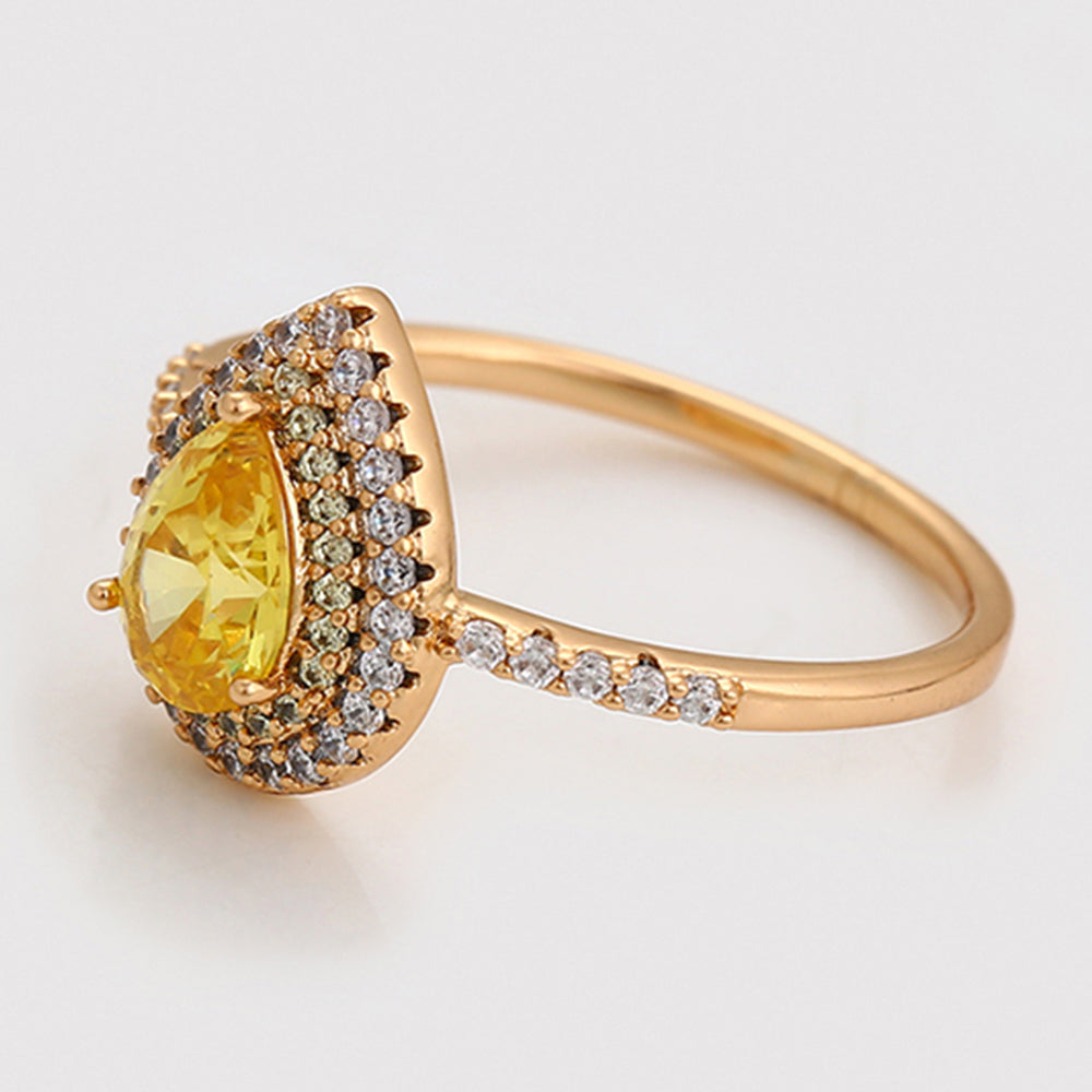 Anel de Liga de Ouro com Cristal Emporia® Amarelo e Cristal Emporia® Branco