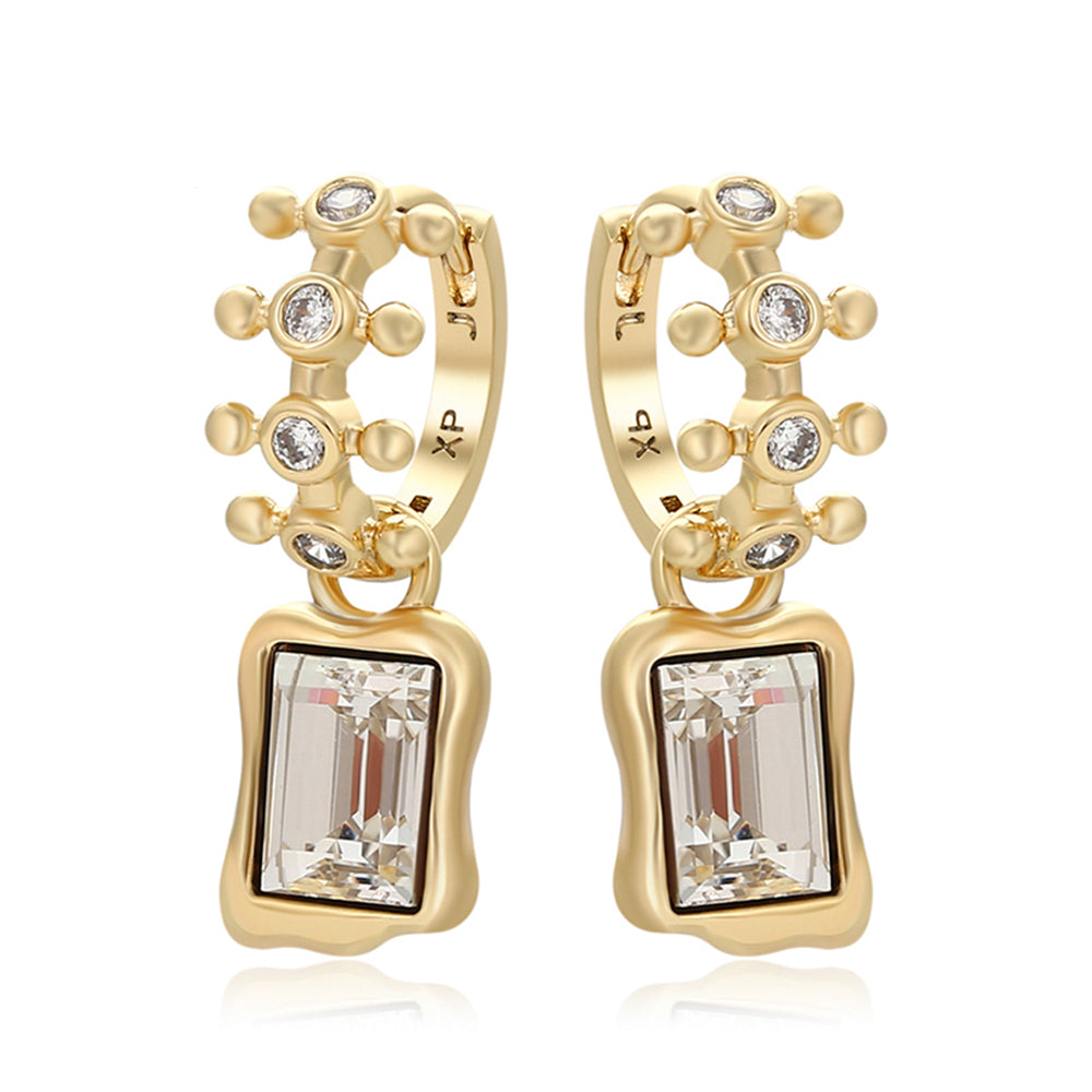 Brincos de Liga de Ouro com Cristal Emporia® Branco