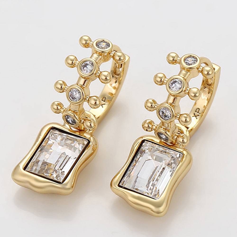 Brincos de Liga de Ouro com Cristal Emporia® Branco 3 