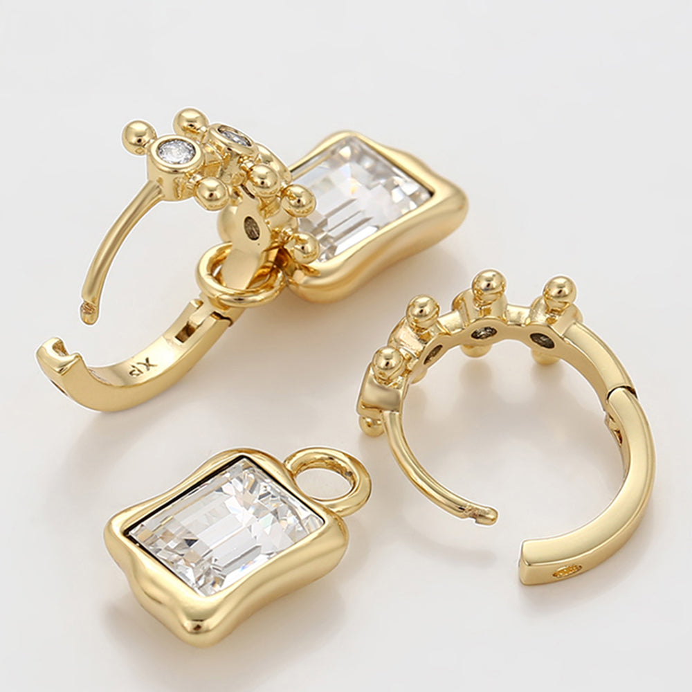 Brincos de Liga de Ouro com Cristal Emporia® Branco