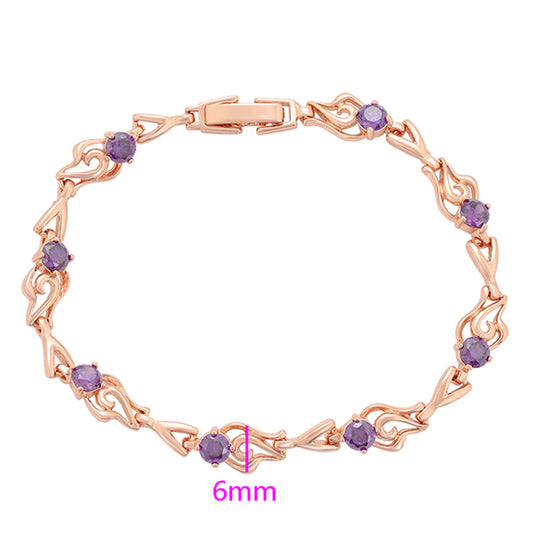 Pulseira de Liga de Ouro com Cristal Emporia® Roxo