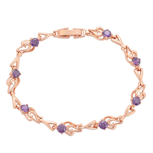 Pulseira de Liga de Ouro com Cristal Emporia® Roxo