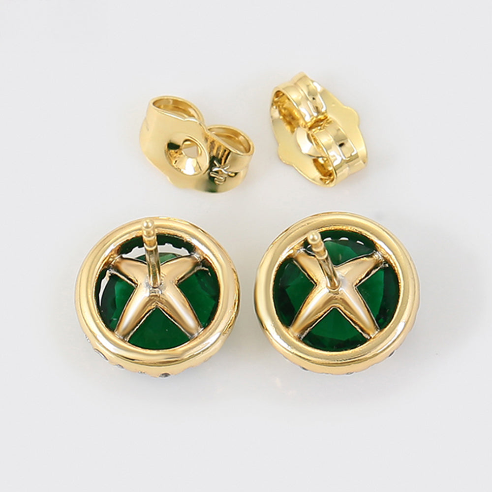 Brincos de Liga de Ouro com Cristal Emporia® Verde e Cristal Emporia® Branco