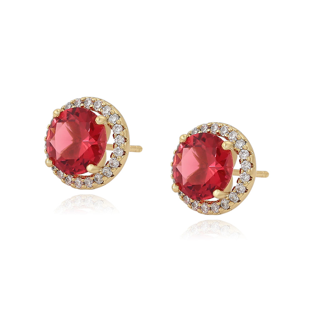 Brincos de Liga de Ouro com Cristal Emporia® Vermelho e Cristal Emporia® Branco