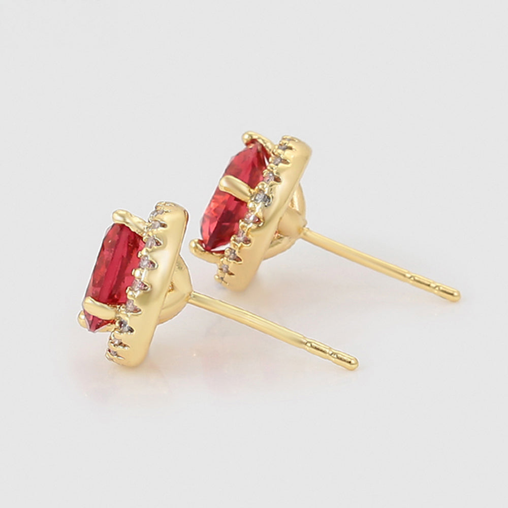 Brincos de Liga de Ouro com Cristal Emporia® Vermelho e Cristal Emporia® Branco