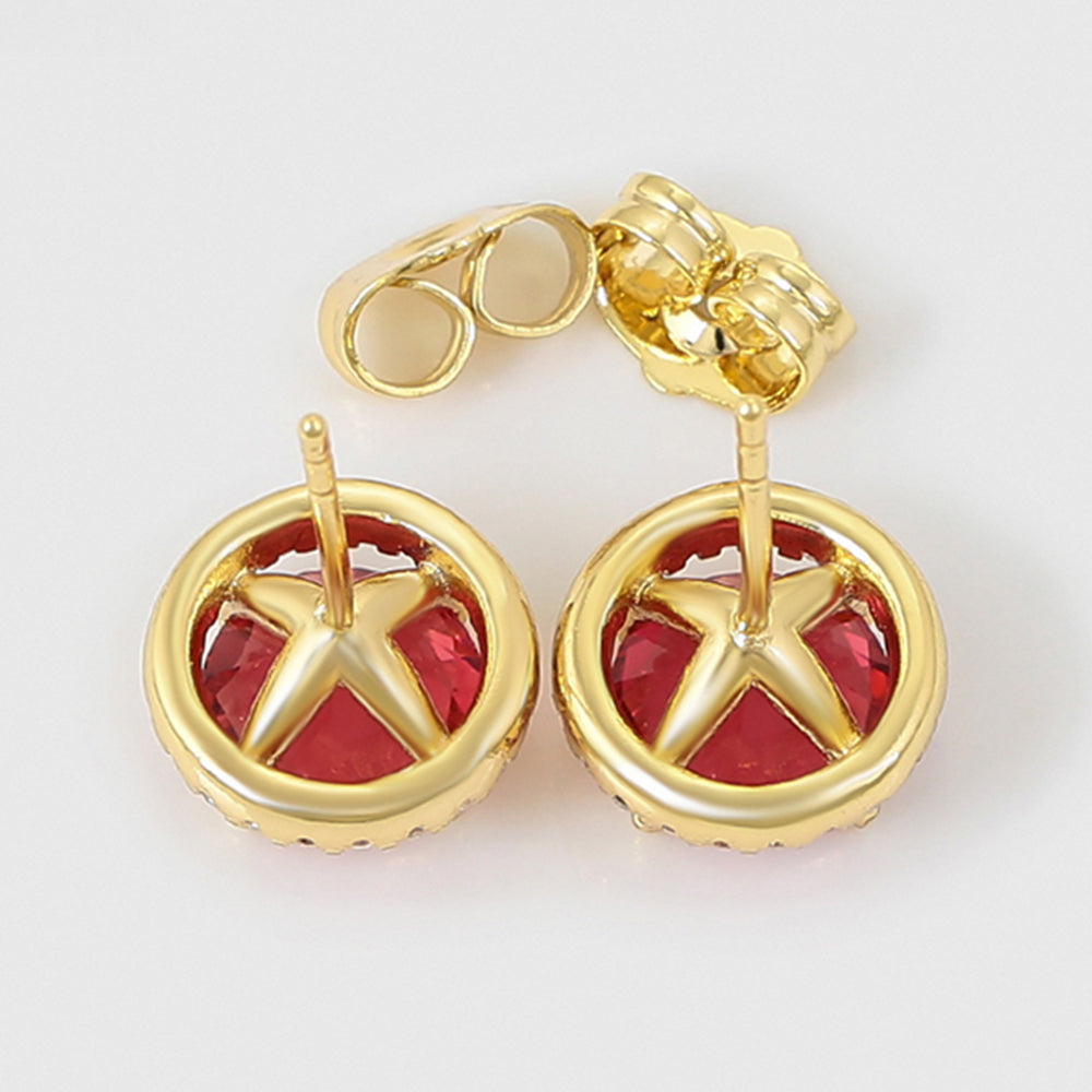 Brincos de Liga de Ouro com Cristal Emporia® Vermelho e Cristal Emporia® Branco