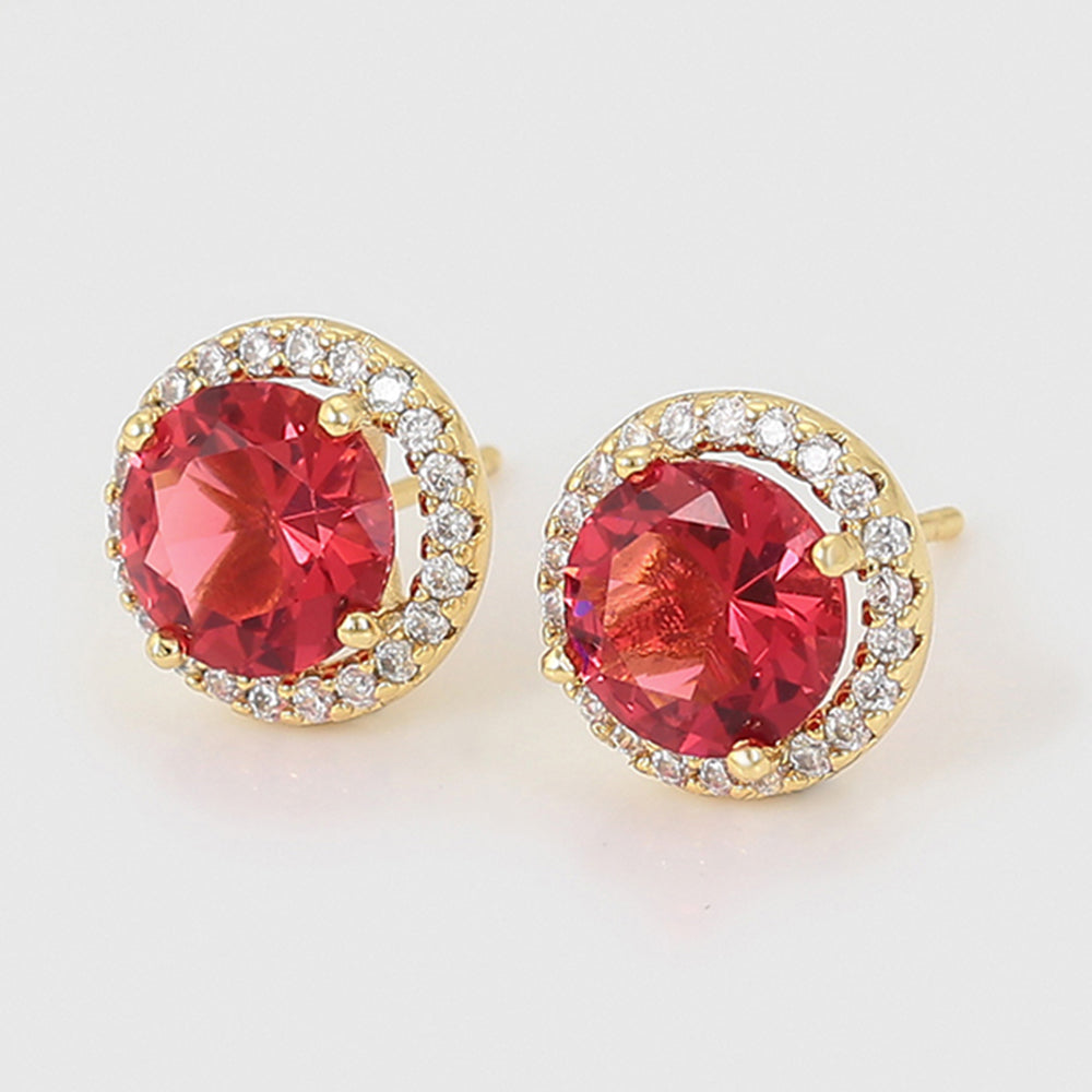 Brincos de Liga de Ouro com Cristal Emporia® Vermelho e Cristal Emporia® Branco