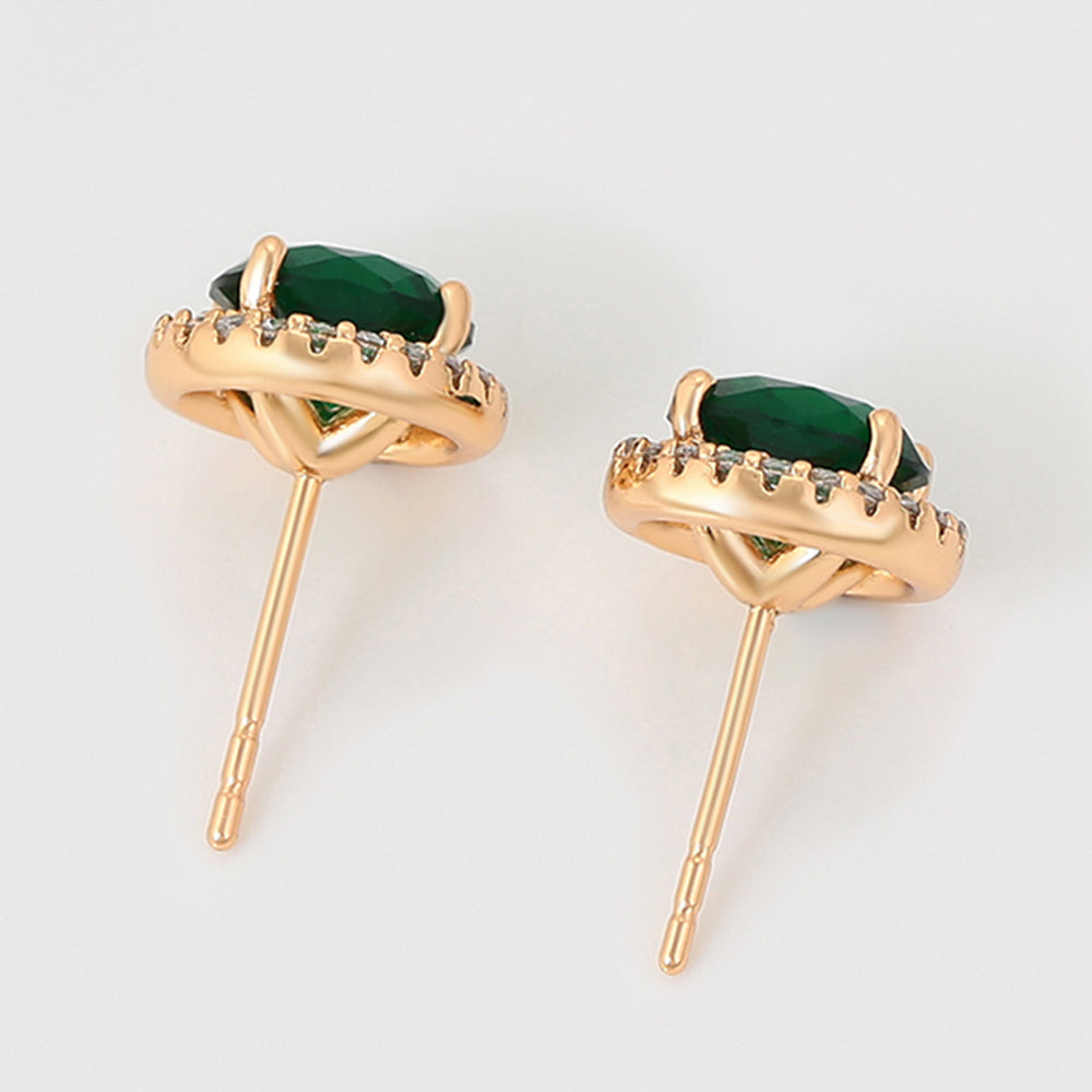 Brincos de Liga de Ouro com Cristal Emporia® Verde e Cristal Emporia® Branco 3 