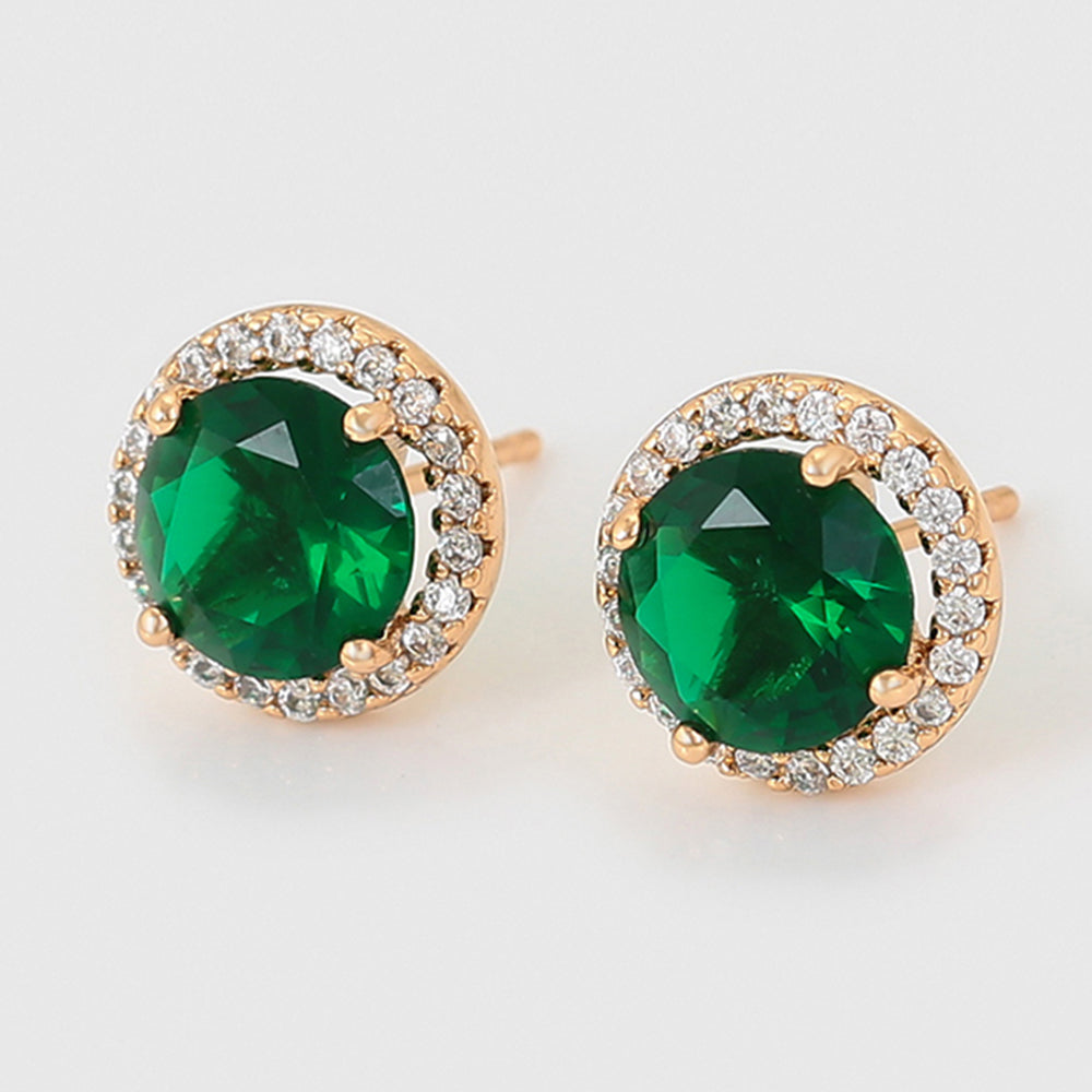 Brincos de Liga de Ouro com Cristal Emporia® Verde e Cristal Emporia® Branco