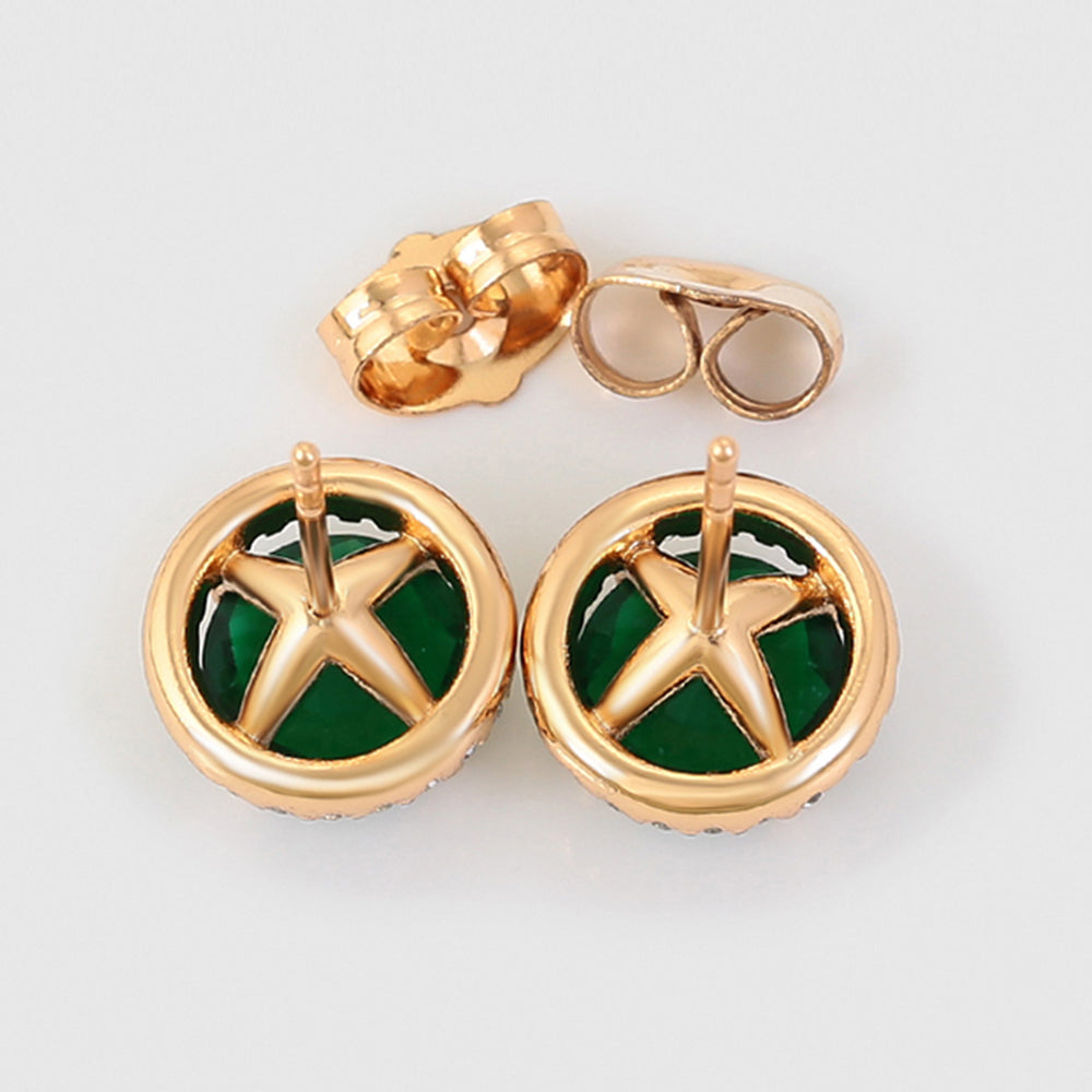 Brincos de Liga de Ouro com Cristal Emporia® Verde e Cristal Emporia® Branco 7 