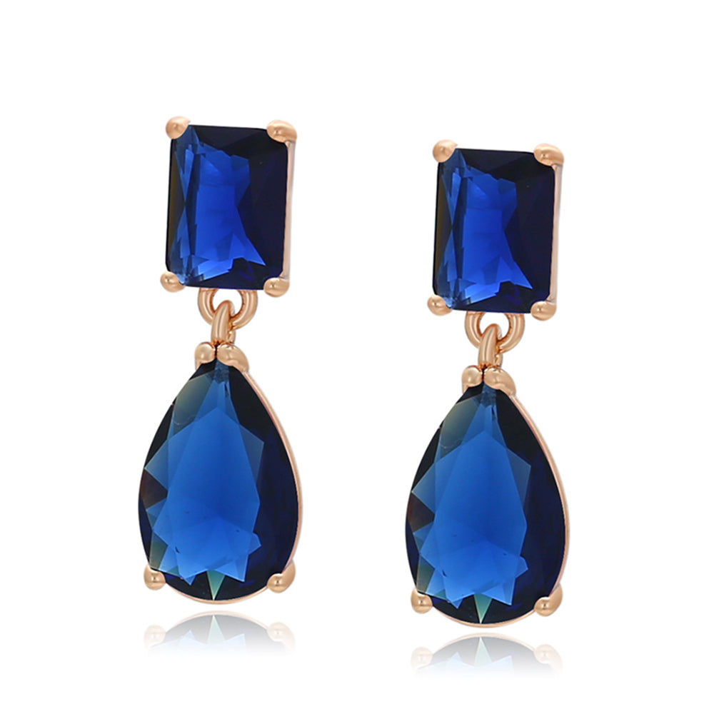 Brincos de Liga de Ouro com Cristal Emporia® Azul