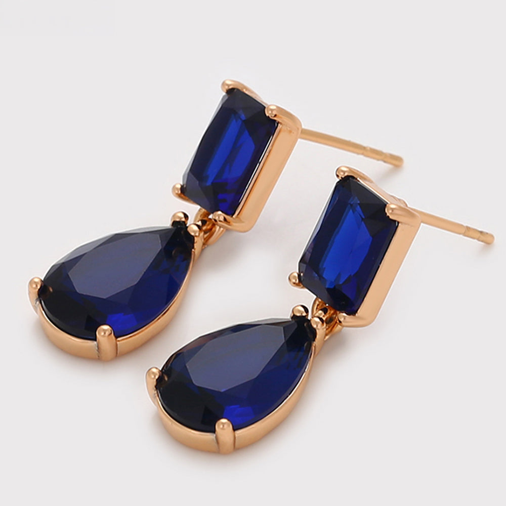 Brincos de Liga de Ouro com Cristal Emporia® Azul