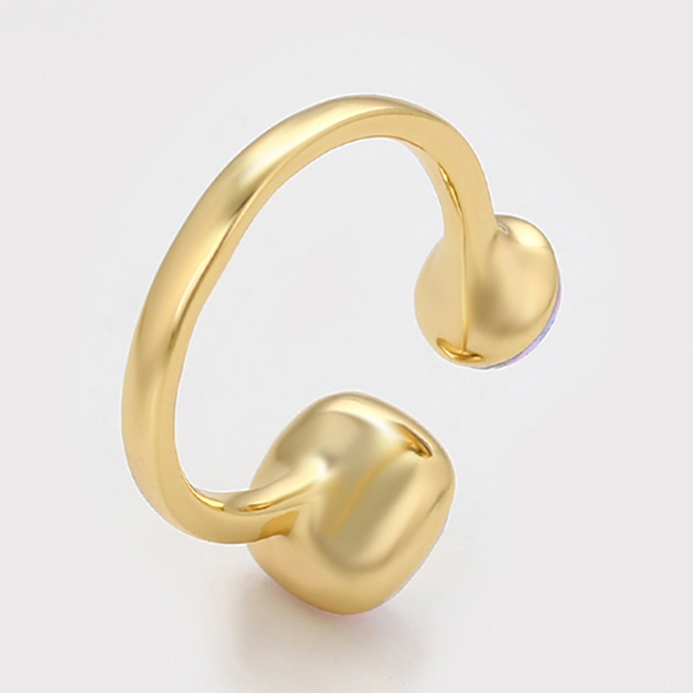 Anel de Liga de Ouro com Cristal Emporia® Roxo e Cristal Emporia® Branco