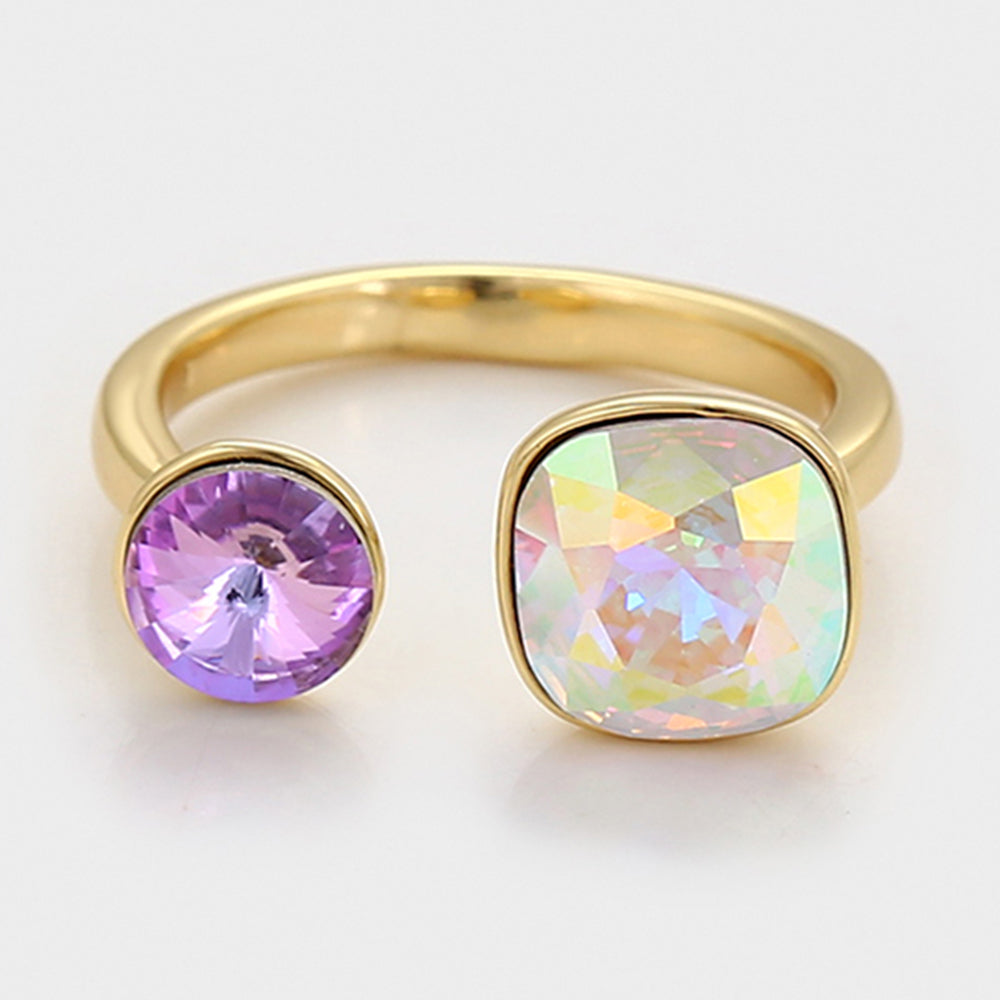 Anel de Liga de Ouro com Cristal Emporia® Roxo e Cristal Emporia® Branco