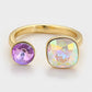 Anel de Liga de Ouro com Cristal Emporia® Roxo e Cristal Emporia® Branco