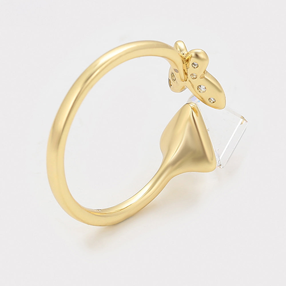 Anel de Liga de Ouro com Cristal Emporia® Branco 4 