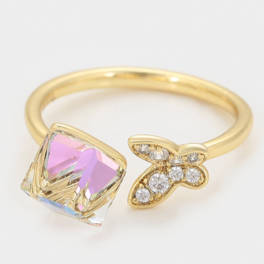 Anel de Liga de Ouro com Cristal Emporia® Branco