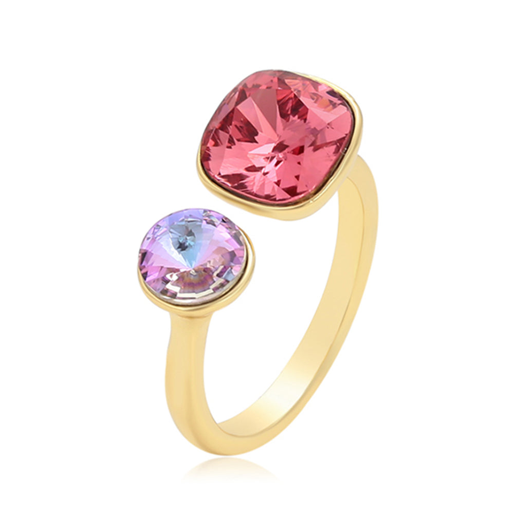 Anel de Liga de Ouro com Cristal Emporia® Rosa 1 