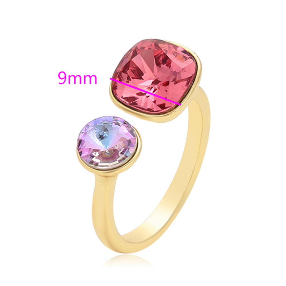 Anel de Liga de Ouro com Cristal Emporia® Rosa 2 