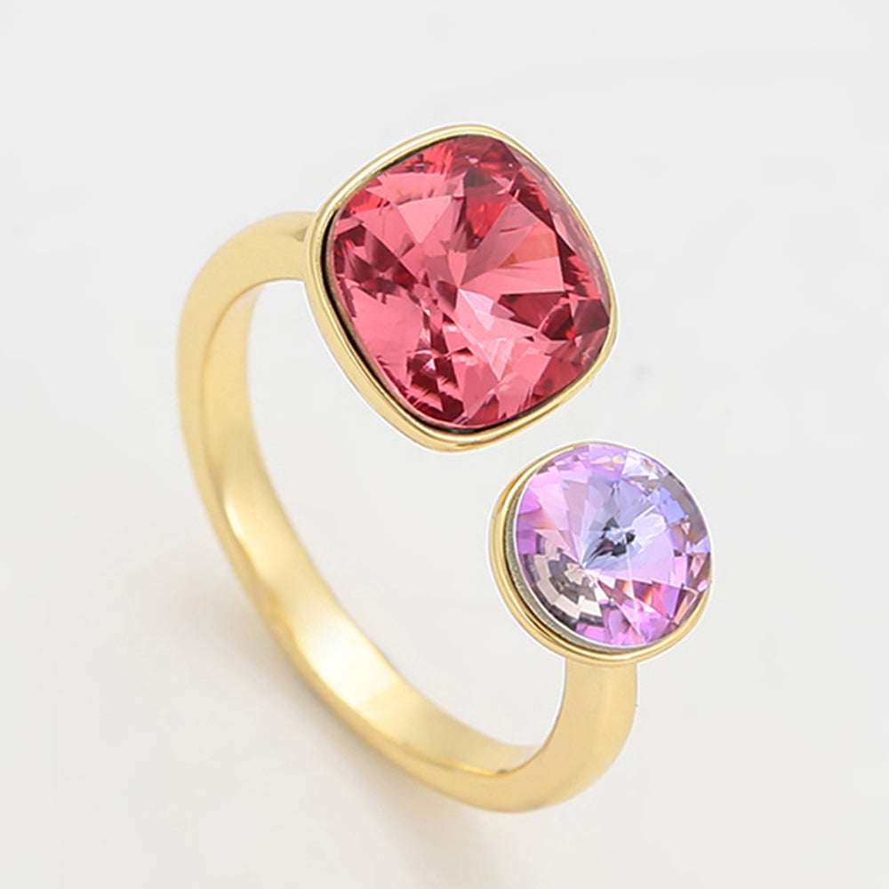 Anel de Liga de Ouro com Cristal Emporia® Rosa