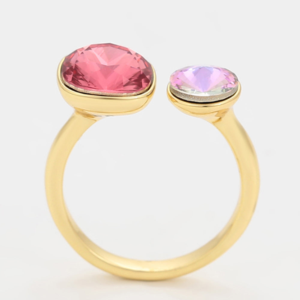 Anel de Liga de Ouro com Cristal Emporia® Rosa 7 