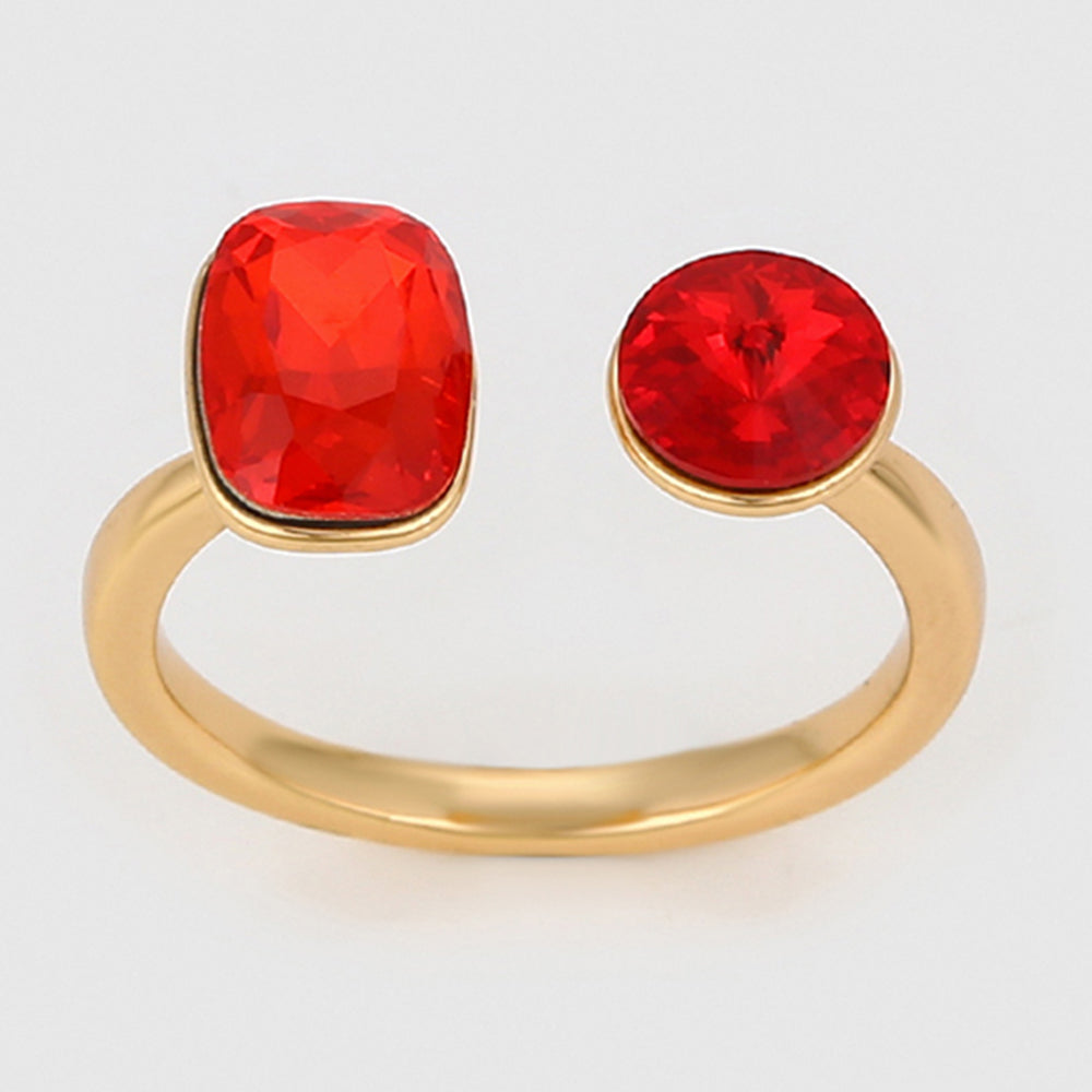 Anel de Liga de Ouro com Cristal Emporia® Vermelho