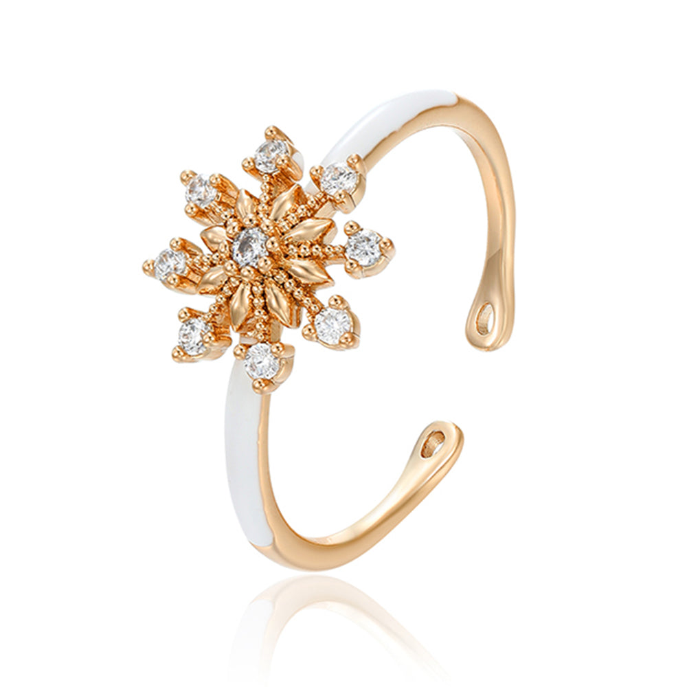 Anel de Liga de Ouro com Cristal Emporia® Branco e Esmalte 1 