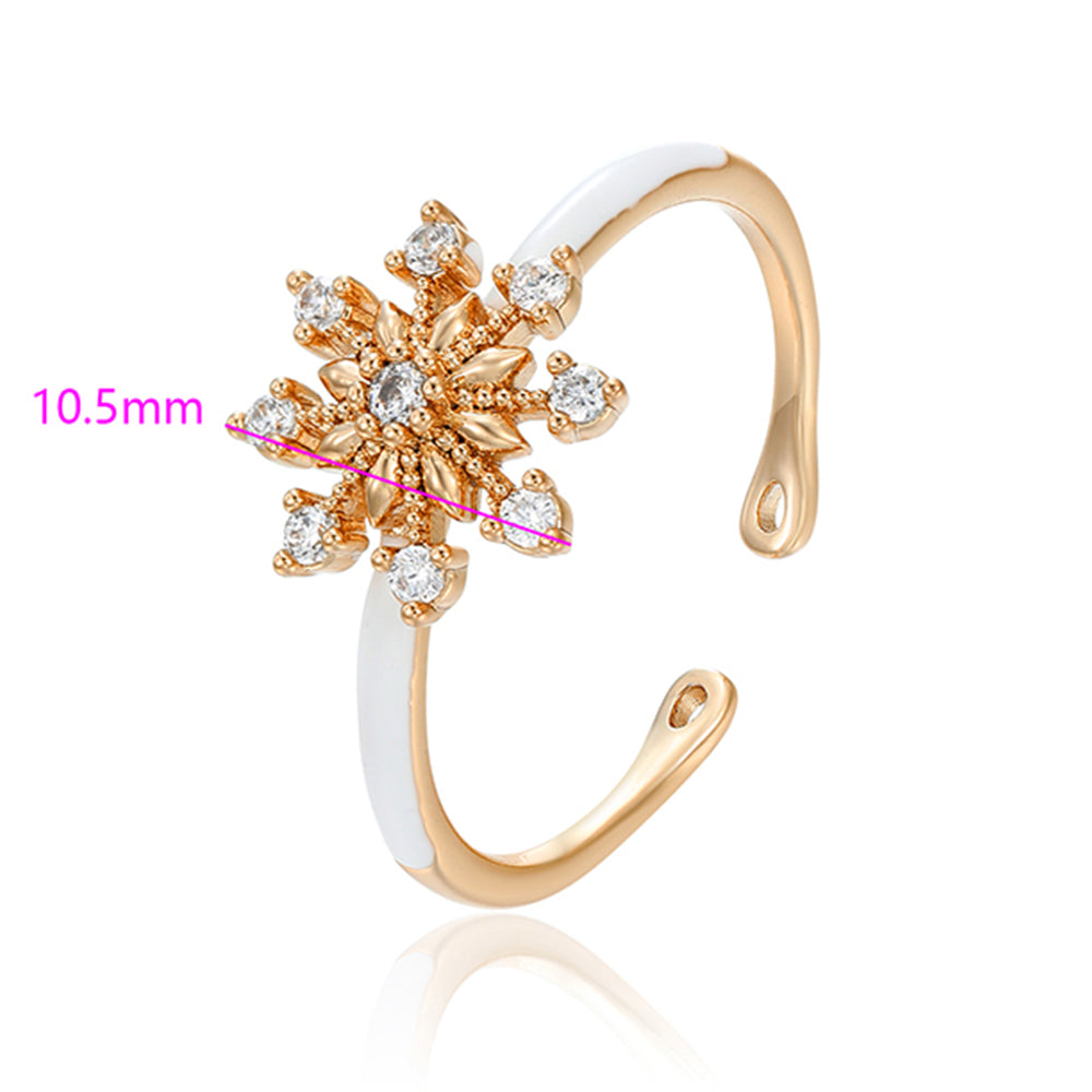 Anel de Liga de Ouro com Cristal Emporia® Branco e Esmalte 2 