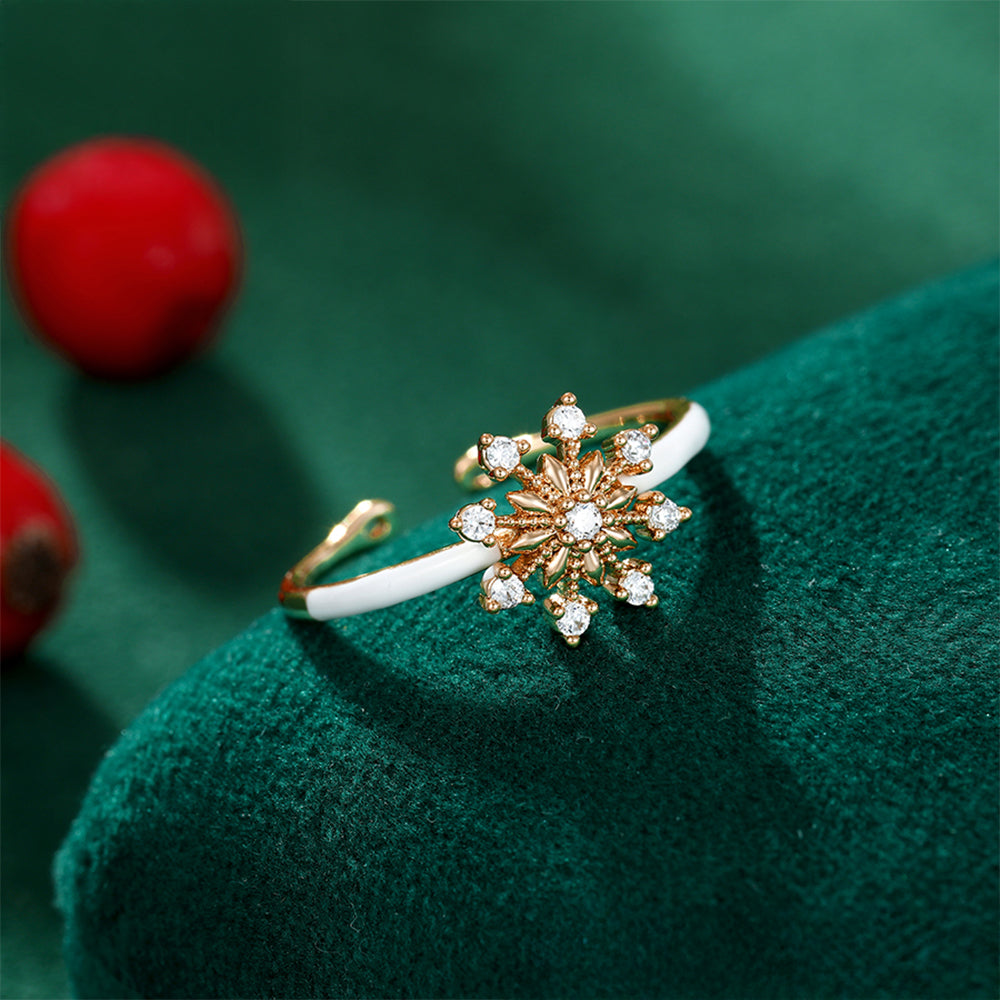 Anel de Liga de Ouro com Cristal Emporia® Branco e Esmalte