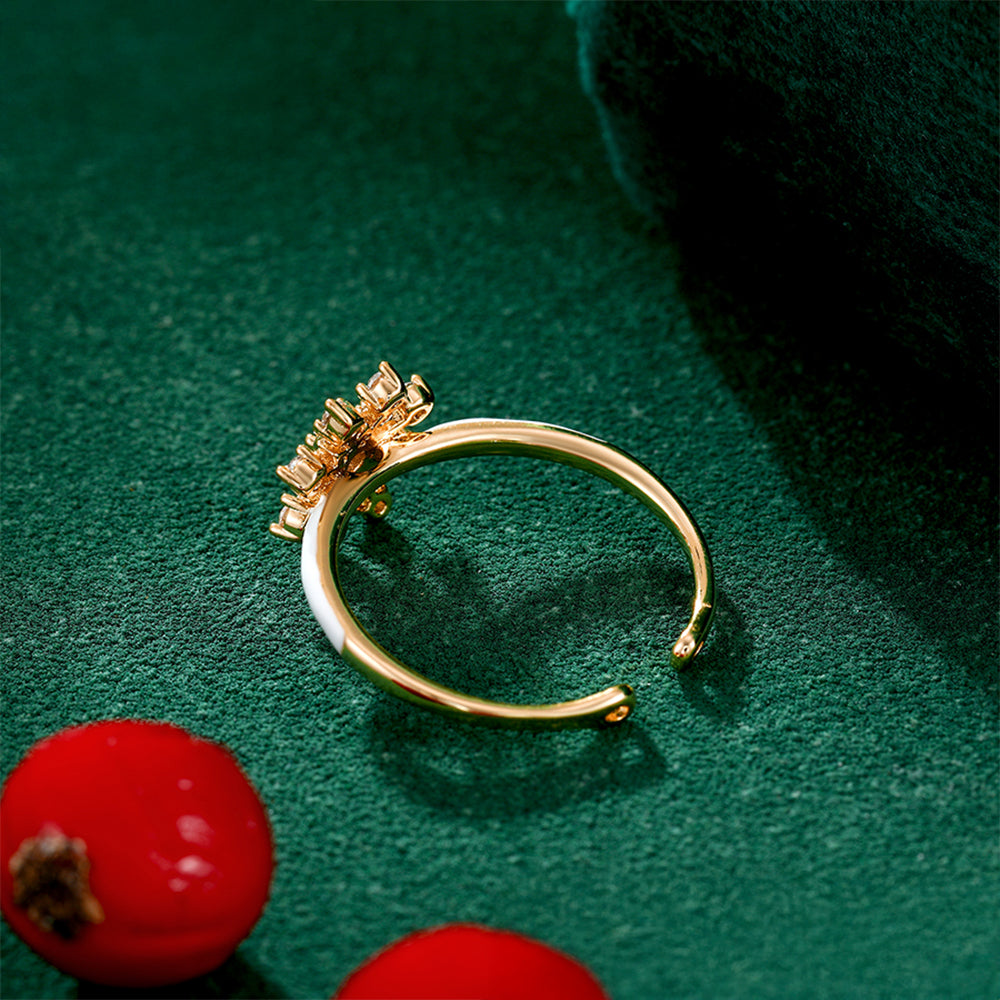 Anel de Liga de Ouro com Cristal Emporia® Branco e Esmalte 4 