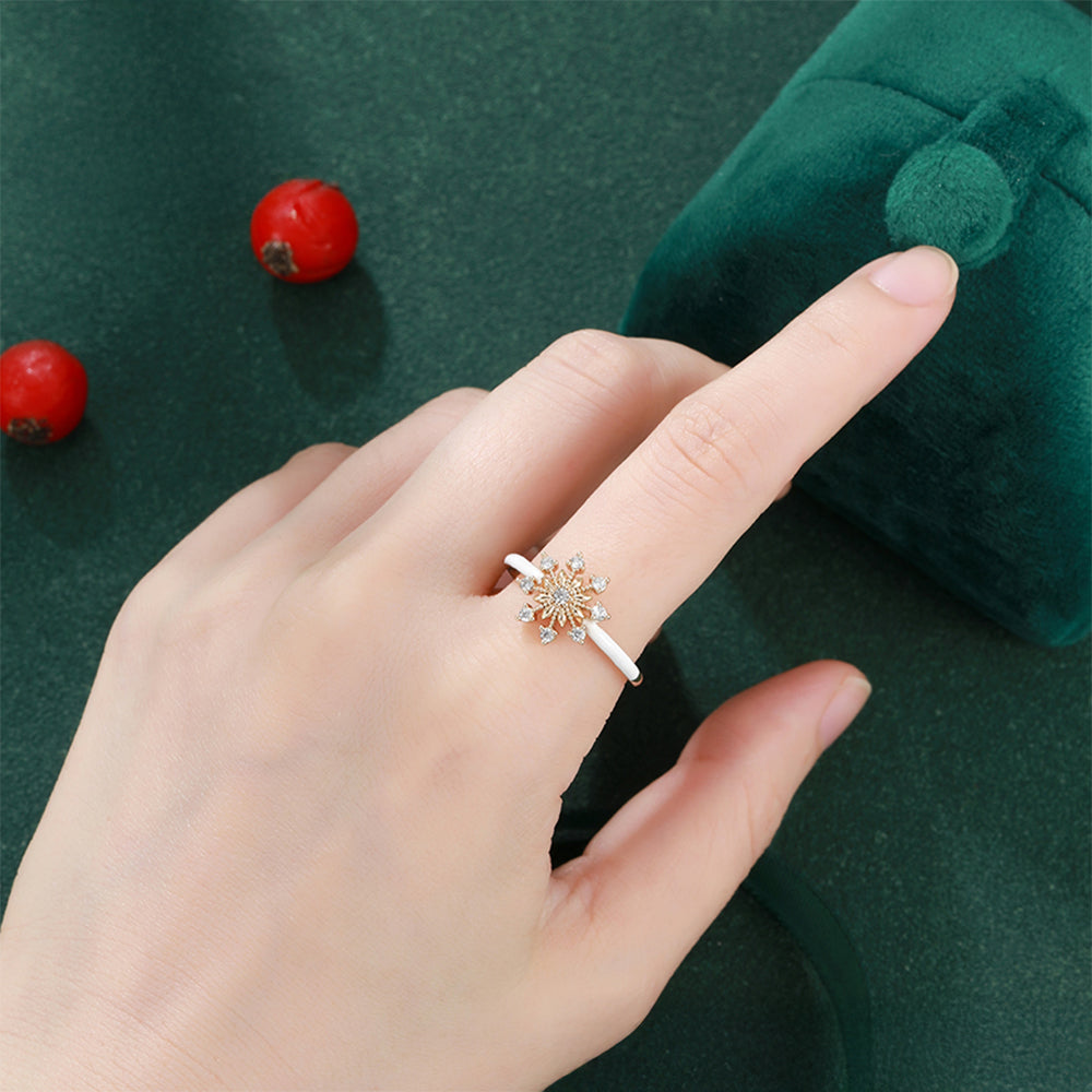 Anel de Liga de Ouro com Cristal Emporia® Branco e Esmalte