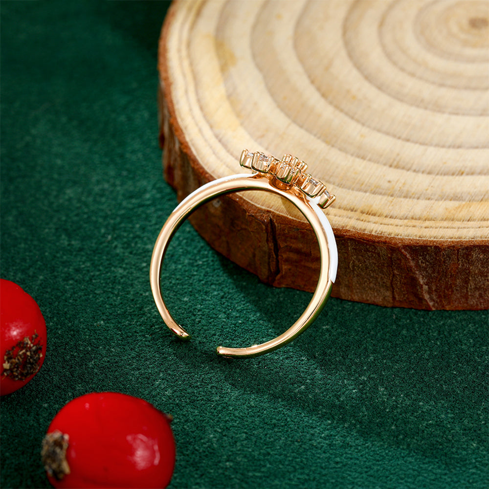 Anel de Liga de Ouro com Cristal Emporia® Branco e Esmalte 7 