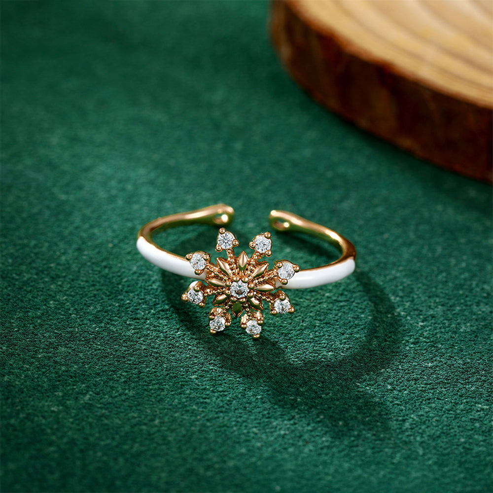 Anel de Liga de Ouro com Cristal Emporia® Branco e Esmalte