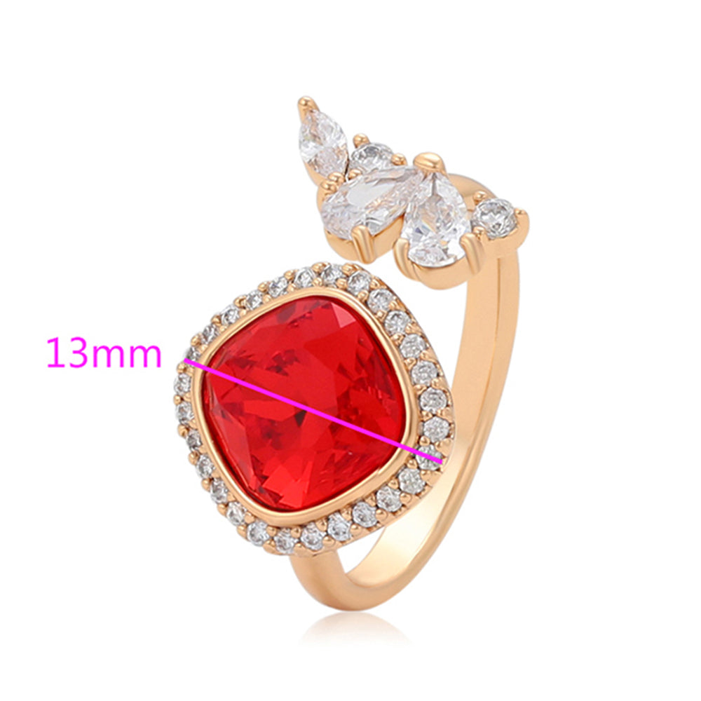 Anel de Liga de Ouro com Cristal Emporia® Vermelho e Cristal Emporia® Branco 2 