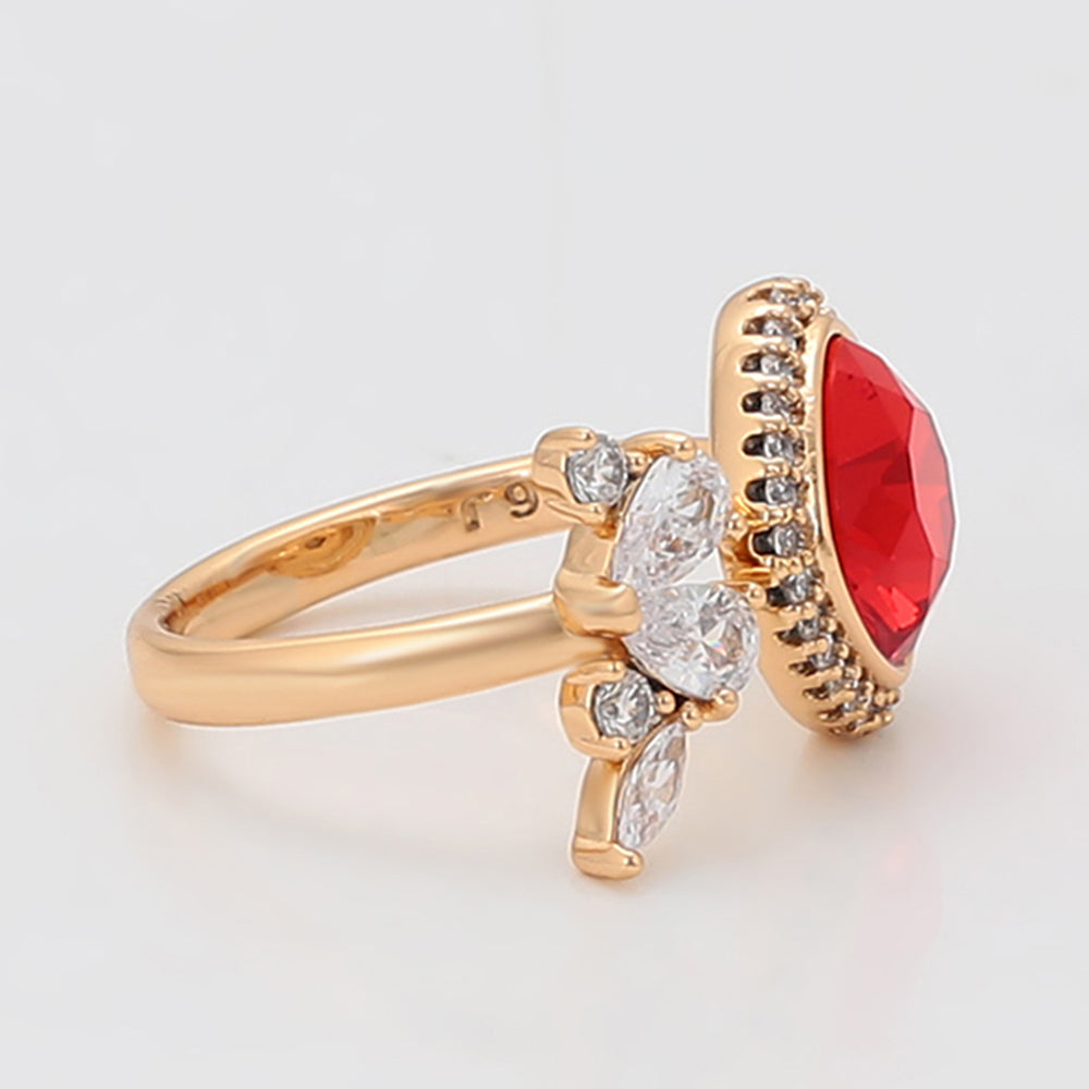 Anel de Liga de Ouro com Cristal Emporia® Vermelho e Cristal Emporia® Branco 3 