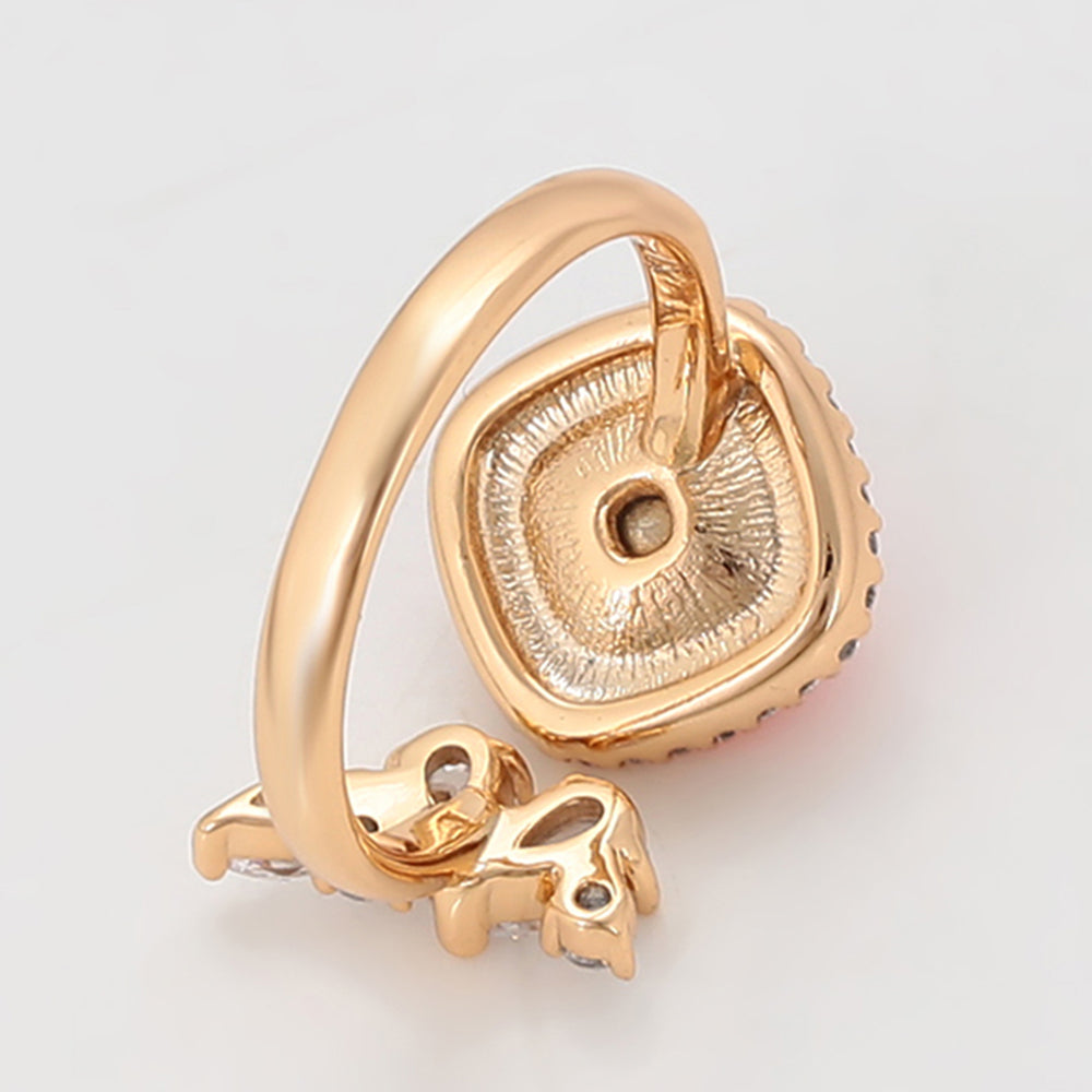 Anel de Liga de Ouro com Cristal Emporia® Vermelho e Cristal Emporia® Branco 7 