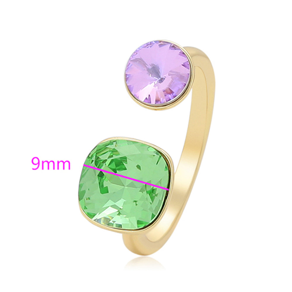 Anel de Liga de Ouro com Cristal Emporia® Verde e Cristal Emporia® Roxo 2 
