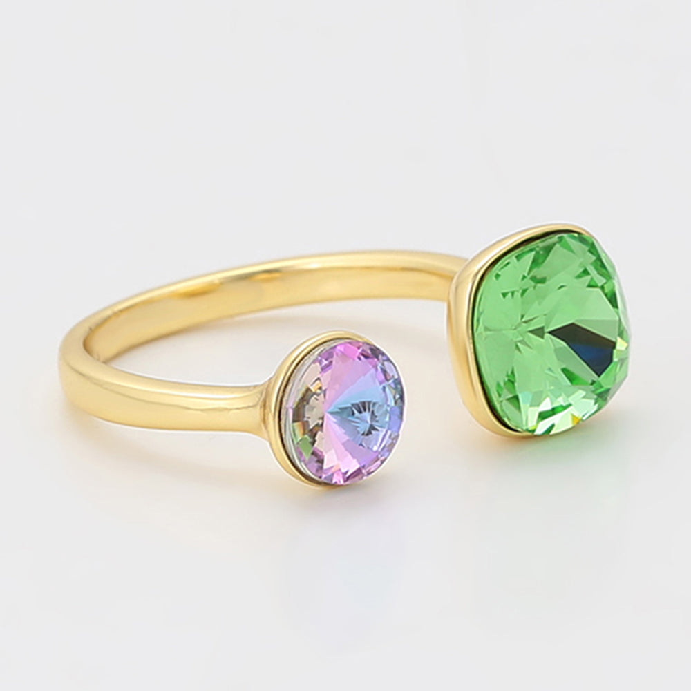 Anel de Liga de Ouro com Cristal Emporia® Verde e Cristal Emporia® Roxo 4 